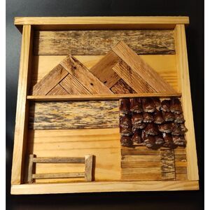 Handcrafted Reclaimed Hardwoods Rustic Cabin Mountain Wall Art/Shelf Leaner
